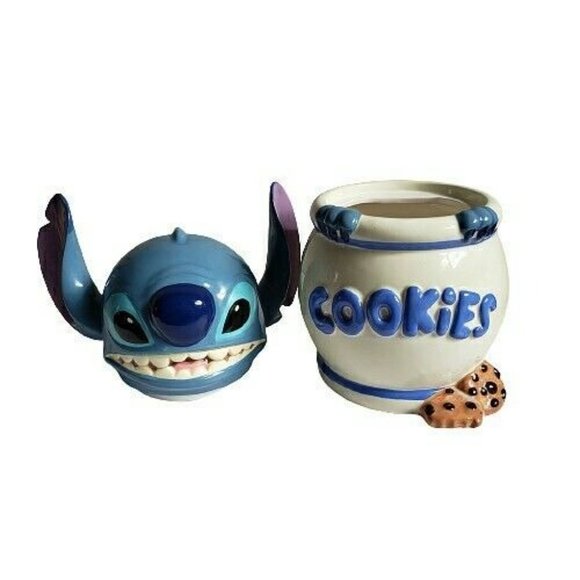 Disney Lilo & Stitch Cookies Cookie Jar Stitch Dog Collectible Blue White 12" - Picture 6 of 10